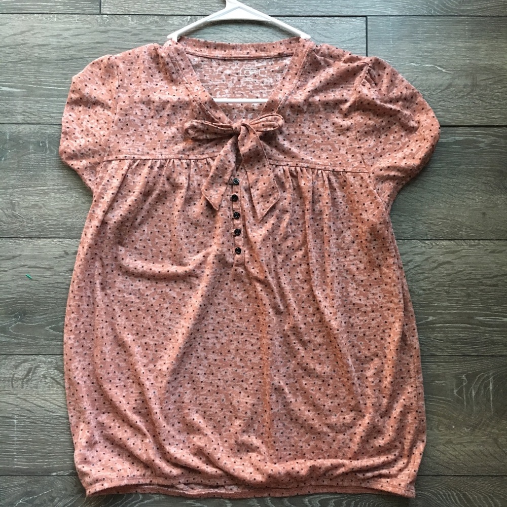 Ann Taylor LOFT Pink polka dot blouse